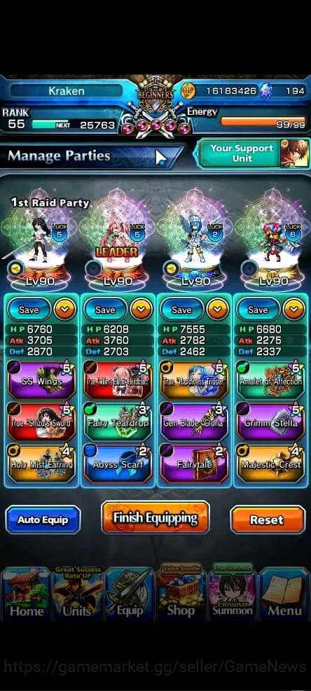 Grand Summoners Accounts Global|Rank 55|194 cc|3 Ascend+3 TW|[Shizu,Bouncin image 3