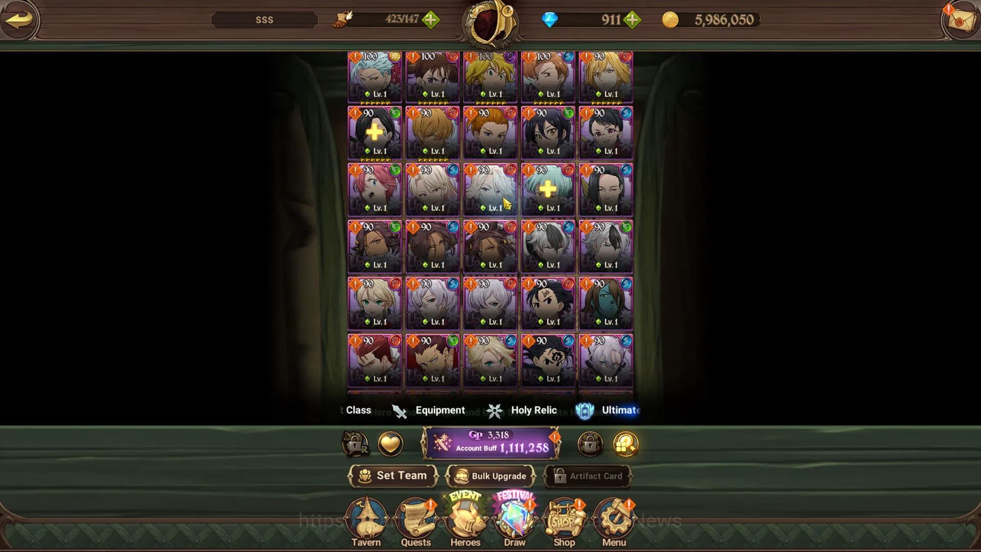 The Seven Deadly Sins: Grand Cross Accounts Global|1,1 M CC|Starter Ch4|911 Dm|1 UR + Collab F image 5