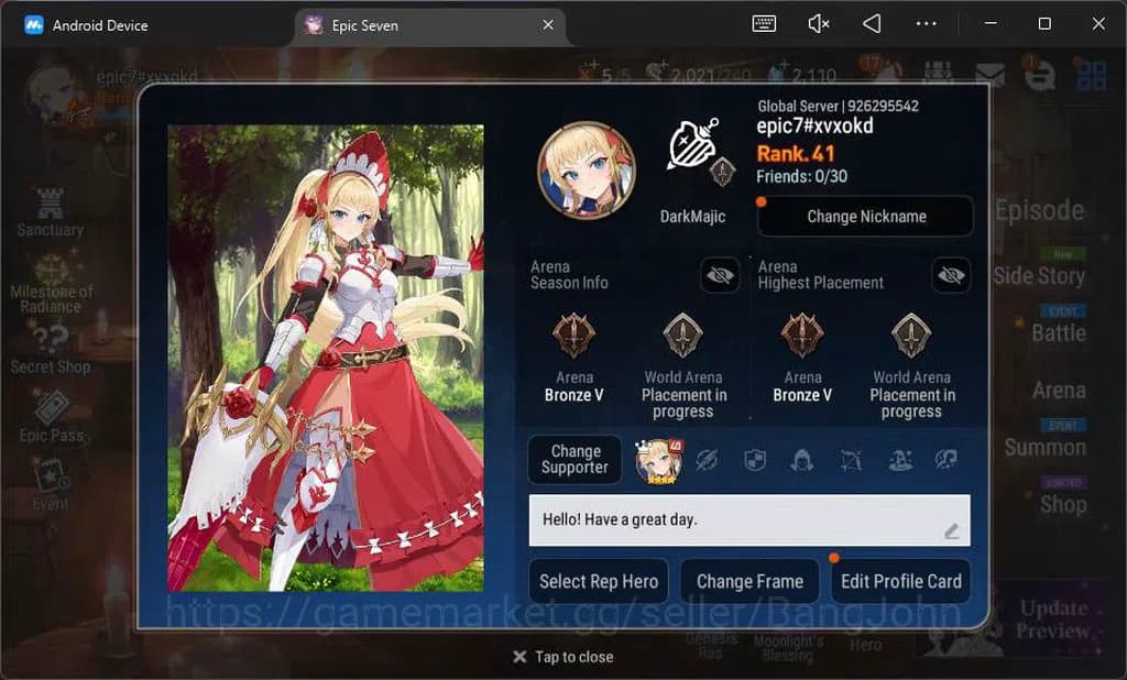 Epic Seven Accounts Global Unverif|5 ML Salome,A Tywin,L Krau,etc|PoH image 1