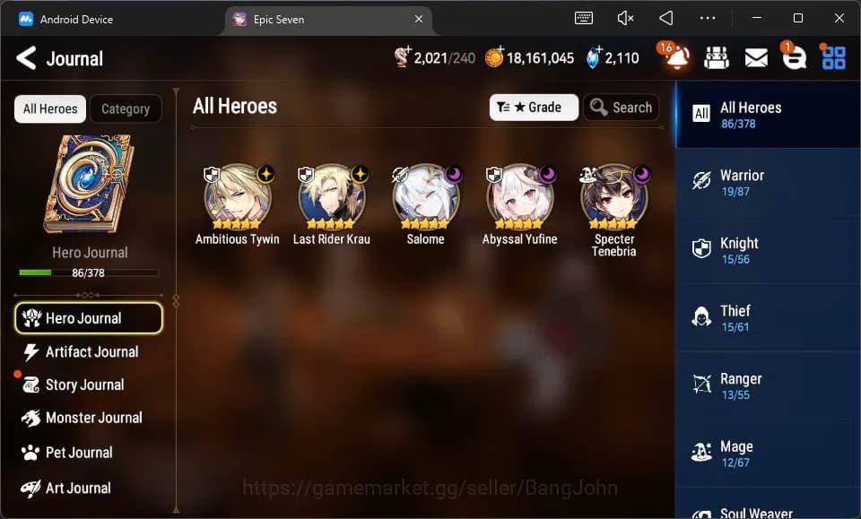Epic Seven Accounts Global Unverif|5 ML Salome,A Tywin,L Krau,etc|PoH image 10