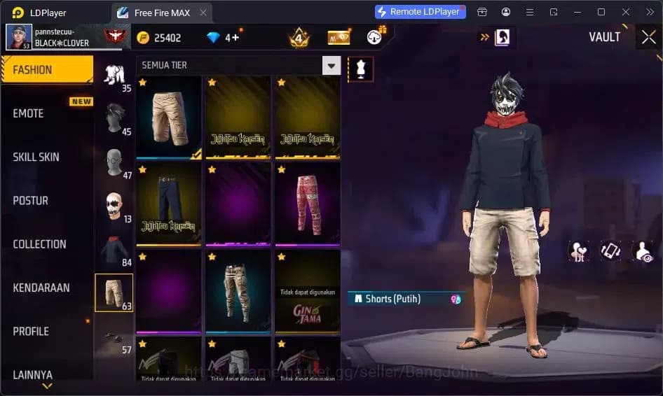 Free Fire Accounts Indonesia | Vault 84| SG Lumut| SG SGKIKIR| Katana image 14