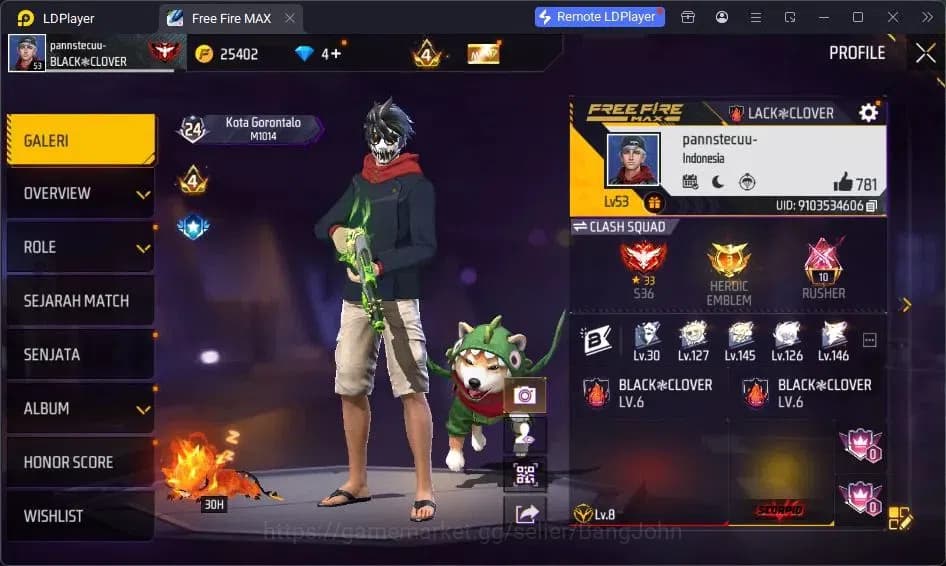 Free Fire Accounts Indonesia | Vault 84| SG Lumut| SG SGKIKIR| Katana image 2