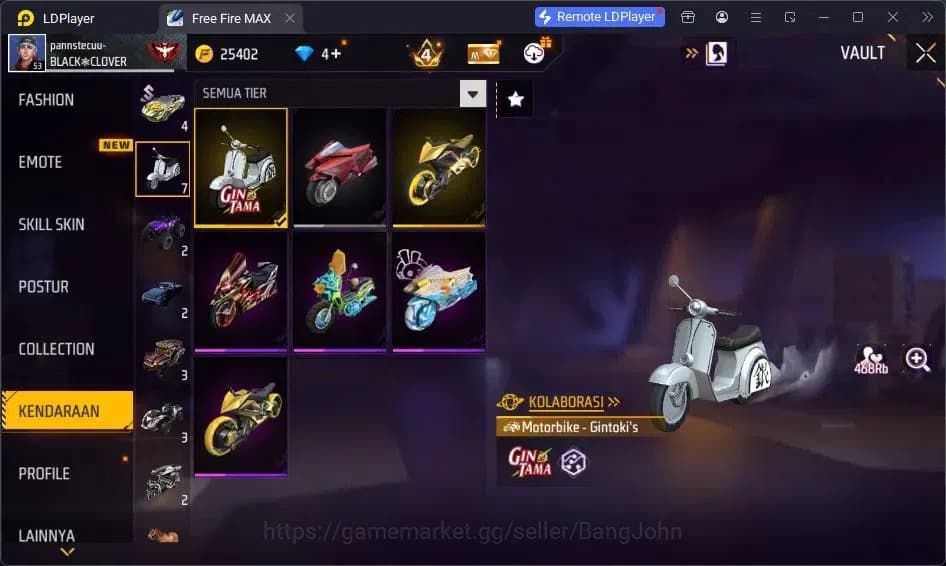 Free Fire Accounts Indonesia | Vault 84| SG Lumut| SG SGKIKIR| Katana image 4