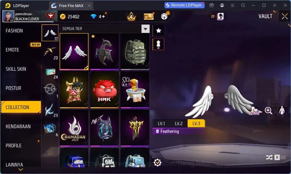 Free Fire Accounts Indonesia | Vault 84| SG Lumut| SG SGKIKIR| Katana image 9