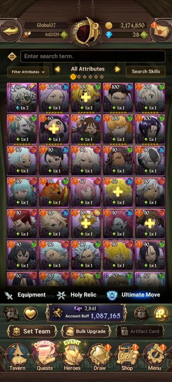 The Seven Deadly Sins: Grand Cross Accounts Global | 1M CC | 7 UR, Tristan 2/6, Salos, ODK, Ki image 2