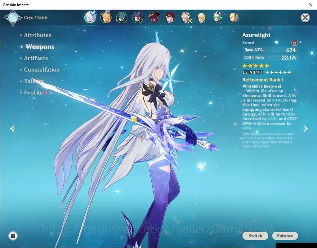 Genshin Impact Accounts ASIA|AR 55|3 Limit+3(*5WeP)|Skirk+Sign,Ineffa,Chas image 6