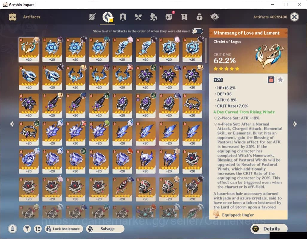 Genshin Impact Accounts ASIA|AR 58|8 Limited +6(*5Wep)|Prime Team Skirk|(F image 6