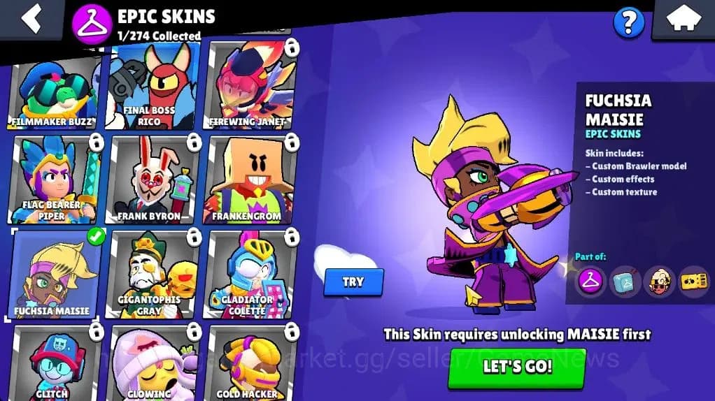 Brawl Stars Accounts 1011 Trophy|12 Brawler|1 Epic(Fuchsia Maisie) 1 Su image 10