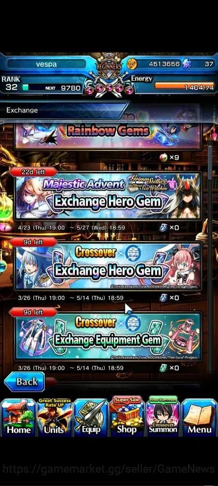 Grand Summoners Accounts Global|Rank 32|4 Ascend+1 TW|[Bouncing Bunny Milim image 9