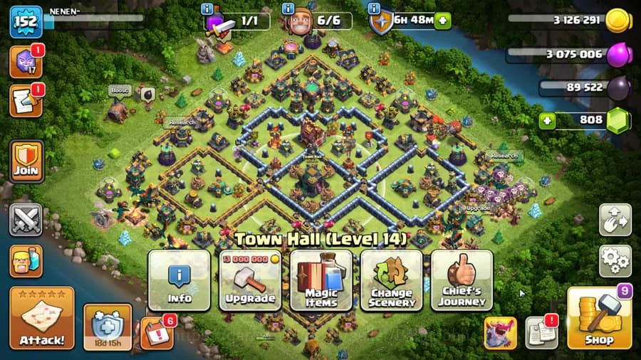 Clash of Clans Accounts TH 14-BH 9|Many Skin|LVL 152|League Witch17|HH 8|B image 1