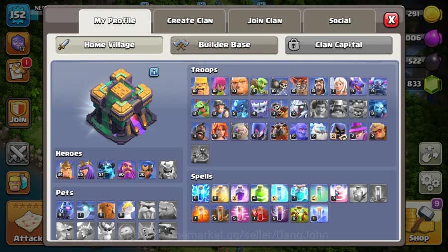 Clash of Clans Accounts TH 14-BH 9|Many Skin|LVL 152|League Witch17|HH 8|B image 5