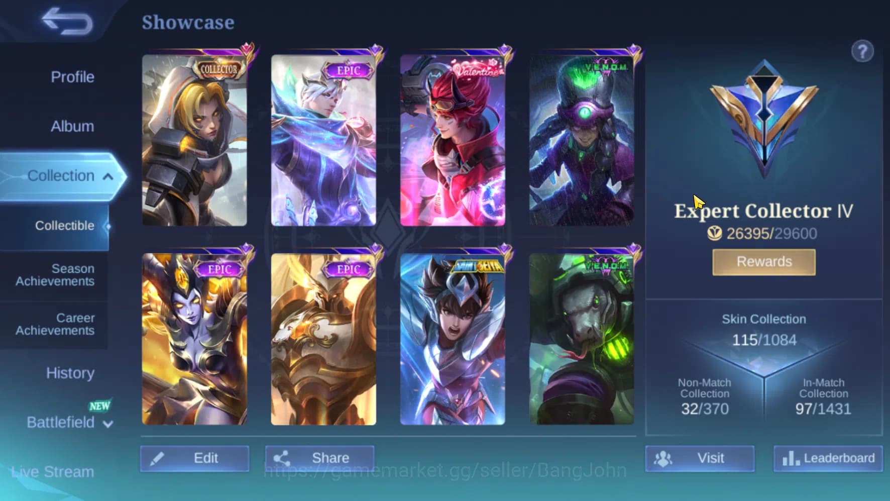 Mobile Legends: Bang Bang Accounts Hero 70 Skin 115 | Meow Julian, Silvanna | Epic Gu image 2