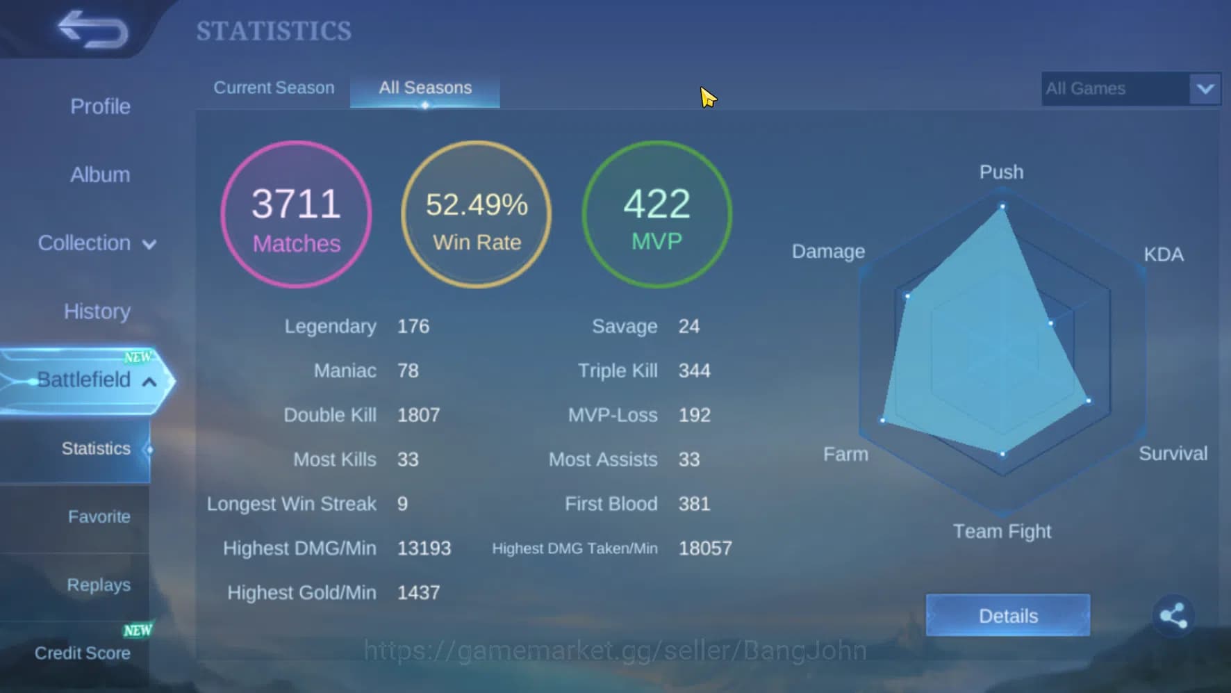 Mobile Legends: Bang Bang Accounts Hero 70 Skin 115 | Meow Julian, Silvanna | Epic Gu image 3