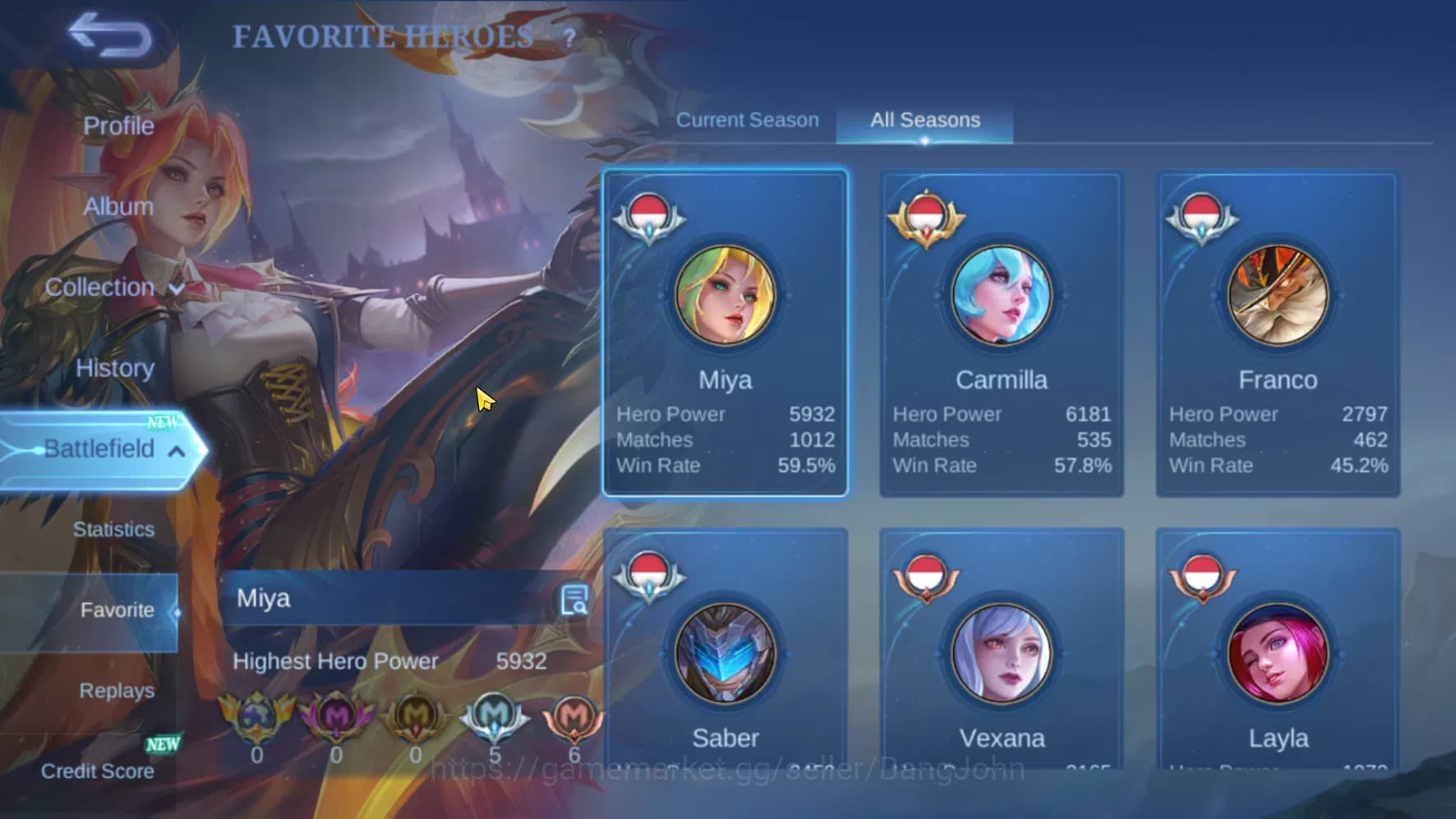 Mobile Legends: Bang Bang Accounts Hero 70 Skin 115 | Meow Julian, Silvanna | Epic Gu image 4