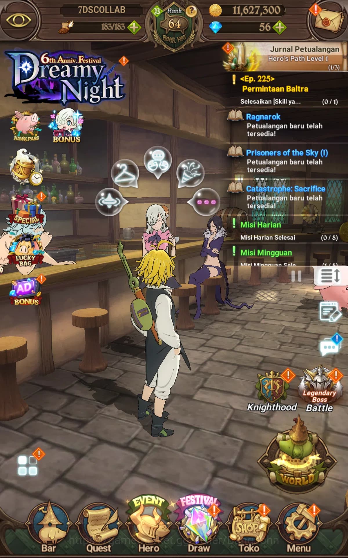 The Seven Deadly Sins: Grand Cross Accounts GLOBAL|2.08M CC|1LR Elizabeth|UR Freyja,Salos,Sabu image 1