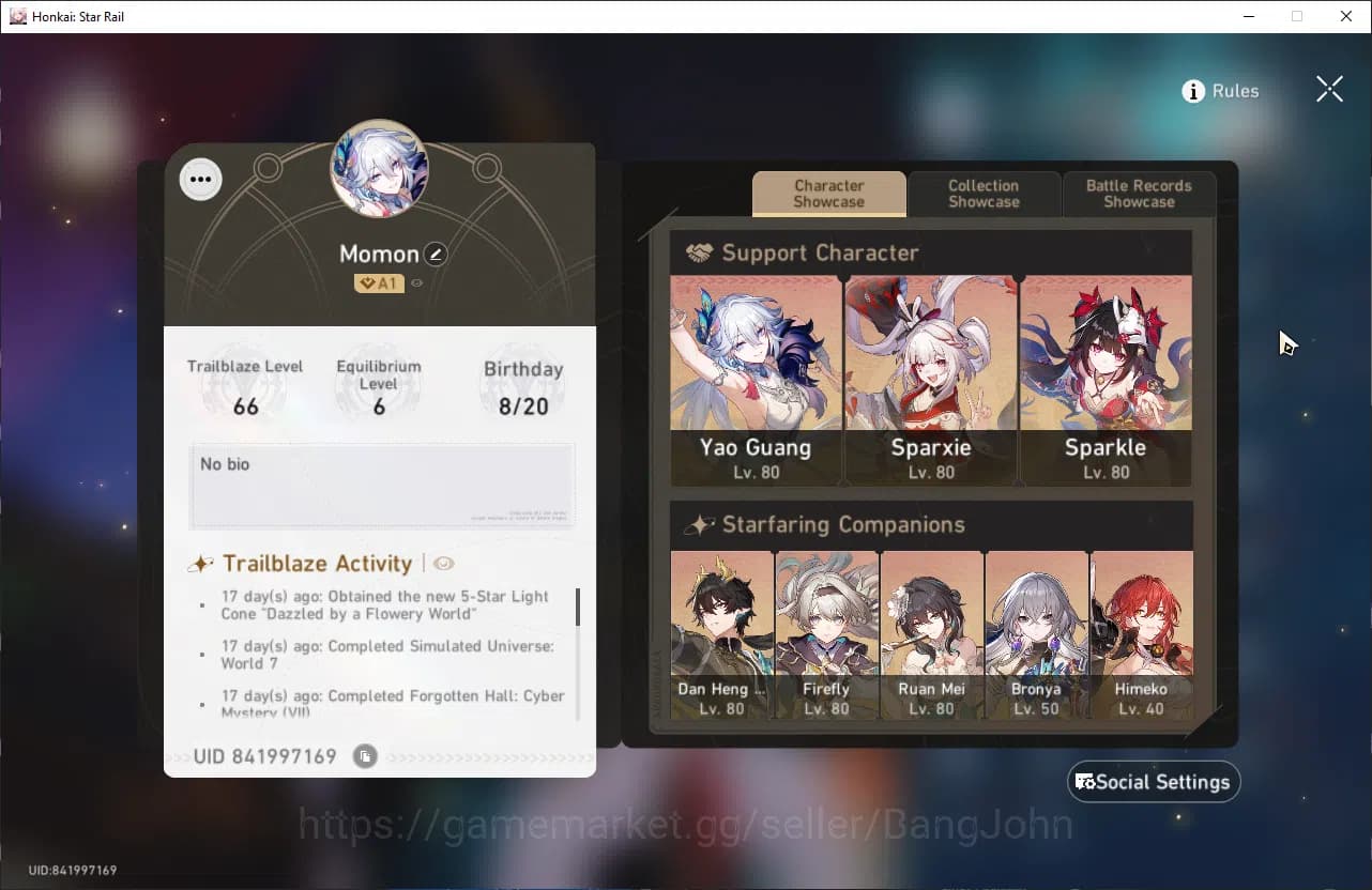 Honkai Star Rail Accounts ASIA | TL 66 yao guang, sparkle, spaxie, dan heng, image 9