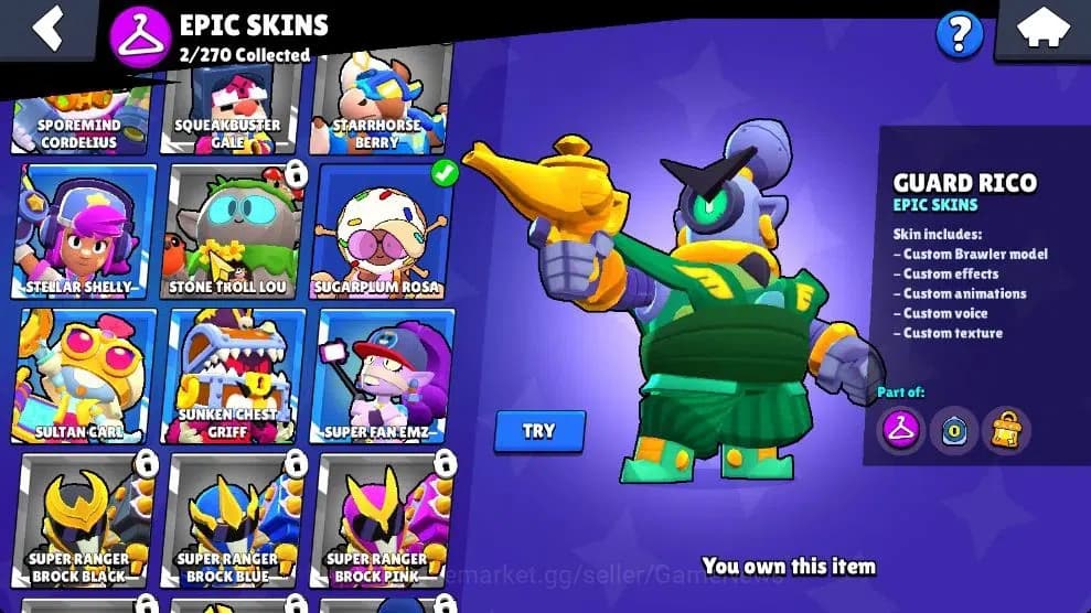 Brawl Stars Accounts 1138 Trophy|17 Brawlers Myth Ollie|13 Skins|2 Epic image 9