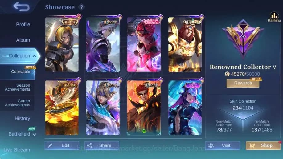 Mobile Legends: Bang Bang Accounts Global Hero 132 Skin 234|CC Natalia|LightBorn TG|V image 2