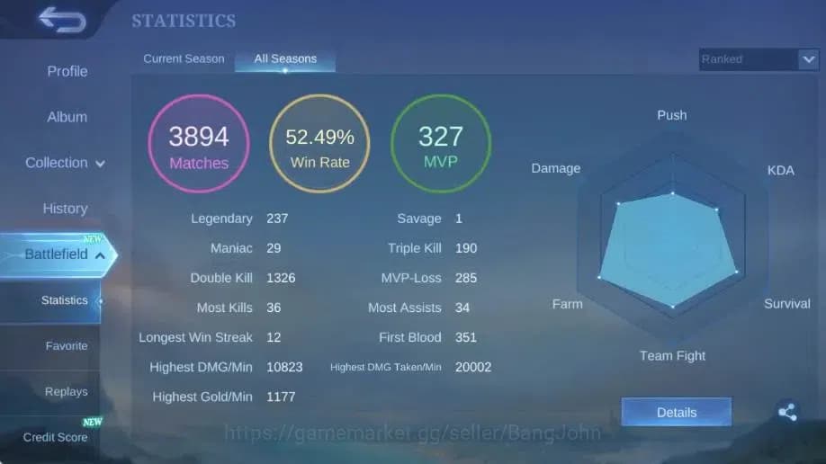 Mobile Legends: Bang Bang Accounts Global Hero 132 Skin 234|CC Natalia|LightBorn TG|V image 3