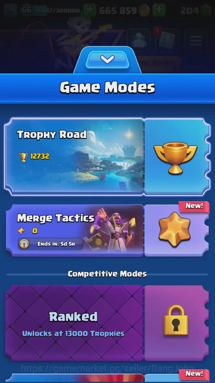 Clash Royale Accounts Lv 66|Trophy 12732|KTL 15|LimitedSkin|Card121|8Max image 8