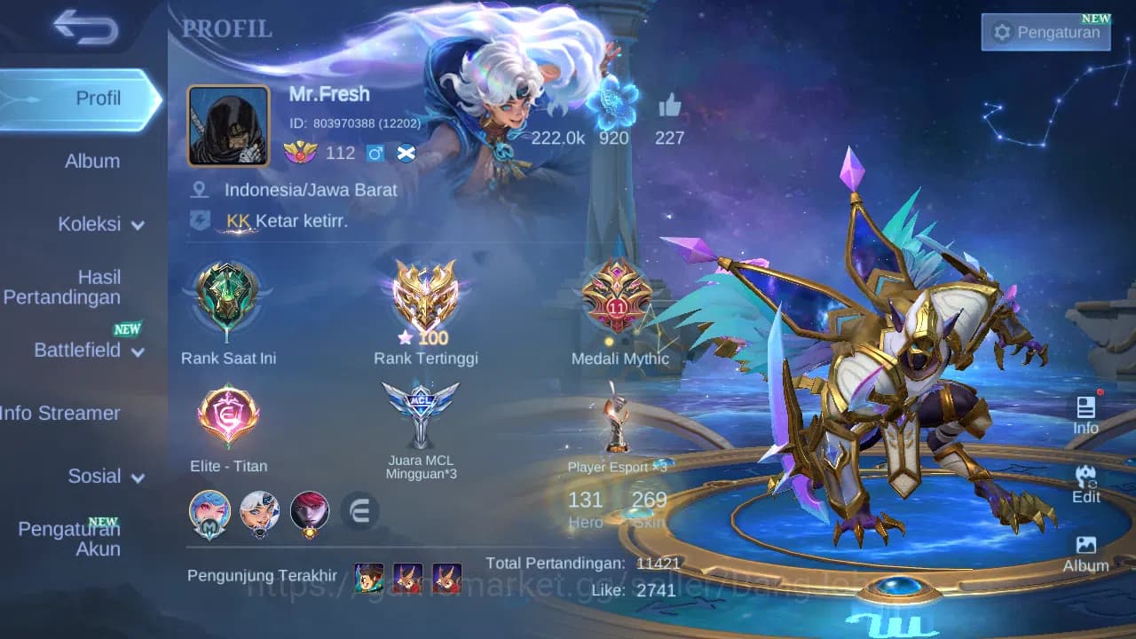 Mobile Legends: Bang Bang Accounts Hero 131 Skin 269 | Zodiac Helcurt | Lightborn Har image 1