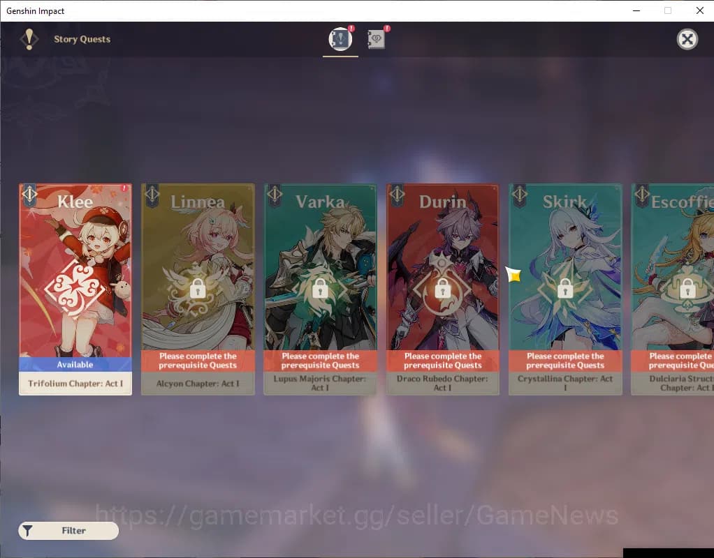 Genshin Impact Accounts ASIA|Starter|AR 35|1 Limited+15(*4Character)|Escof image 11
