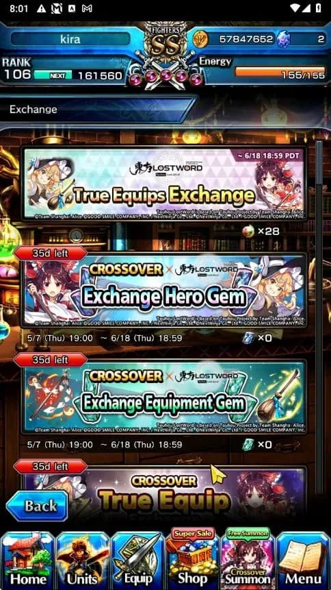 Grand Summoners Accounts Global|Rank 106|18 Ascend+6 TW|[Emiya,Marisa,Chloe image 9