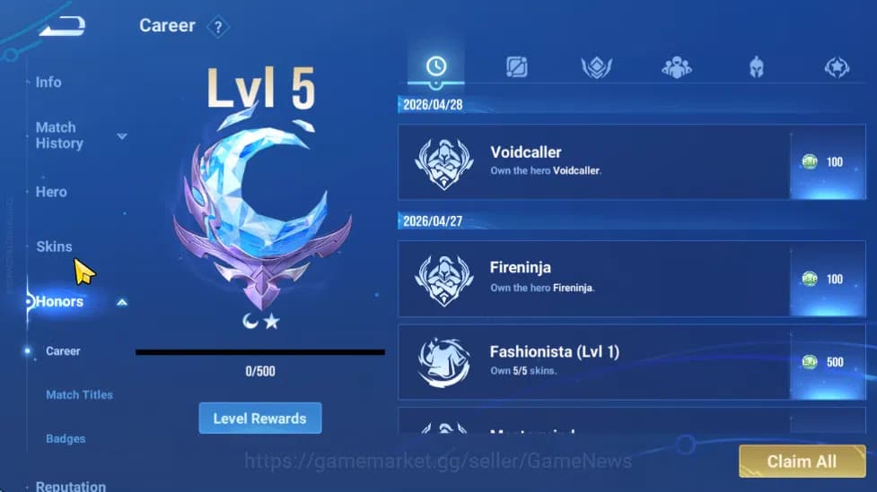 Honor of Kings Accounts Hero 18 Skin 6|Starter with Legend Skin Selection image 3