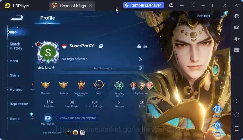 Honor of Kings Accounts Global Starter Hero61 Skin28 |Lny2026 DiRenjii|Lny image 1