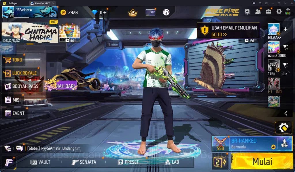 Free Fire Accounts INDONESIA | VAULT 88 | SG2 HIJAU | 2 SET BUNDLE JJ image 1