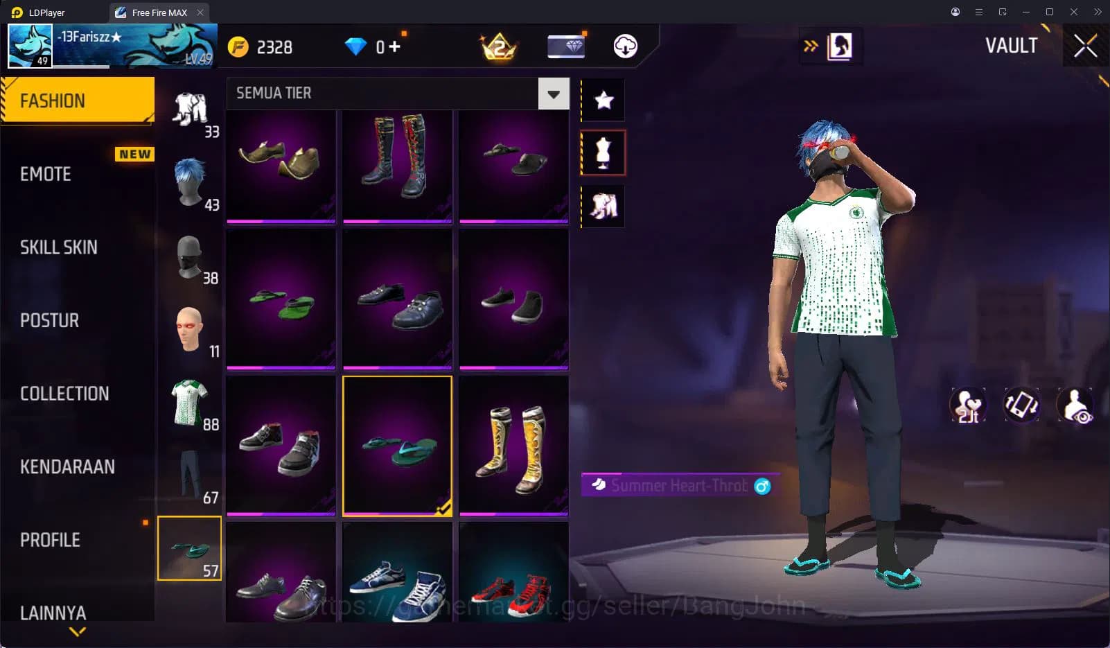 Free Fire Accounts INDONESIA | VAULT 88 | SG2 HIJAU | 2 SET BUNDLE JJ image 8