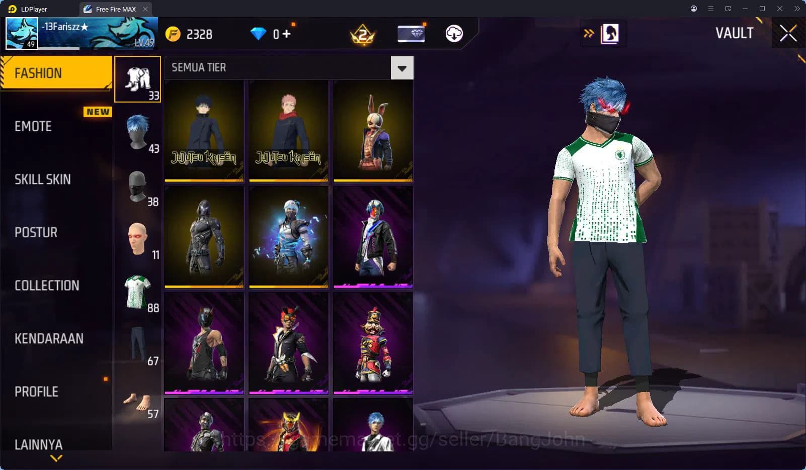 Free Fire Accounts INDONESIA | VAULT 88 | SG2 HIJAU | 2 SET BUNDLE JJ image 9