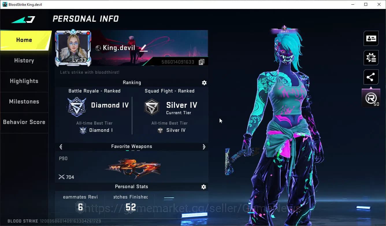 Blood Strike Accounts ASIA| 5 ULTRA [Katya-Flux,M4A1,P90-FangPumpkin,AR9 image 2