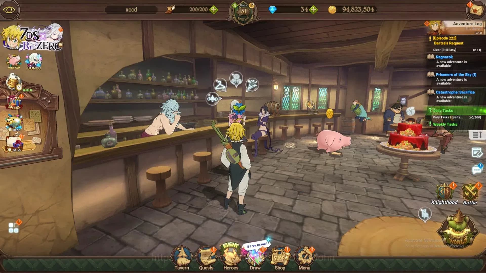 The Seven Deadly Sins: Grand Cross Accounts ASIA|1mCC|2LR + 1UR + CollabReZero|Subaru&Beatrice image 1
