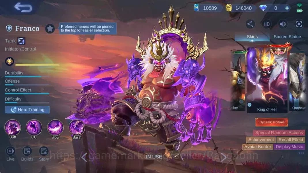 Mobile Legends: Bang Bang Accounts Global|Hero 132|Skin 232|Renowned|Legend Franco+Va image 8