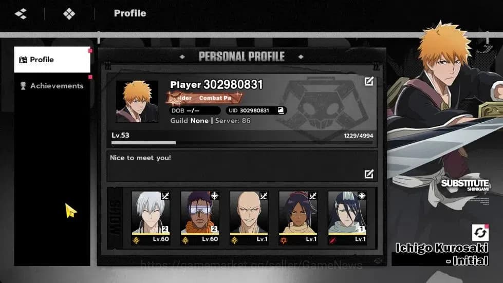 BLEACH: Soul Resonance Accounts NuverseSEA|LV 53|6 SSR [(Gin B2,Tosen B2,Aizen,Ikk image 1