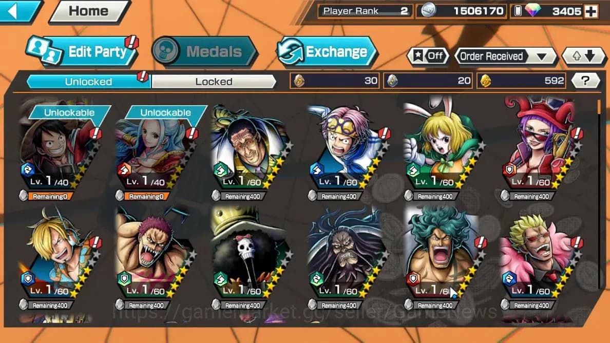 One Piece Bounty Rush Accounts Global| Starter |Ready Gacha 3,4K Rainbow Diamond| image 3