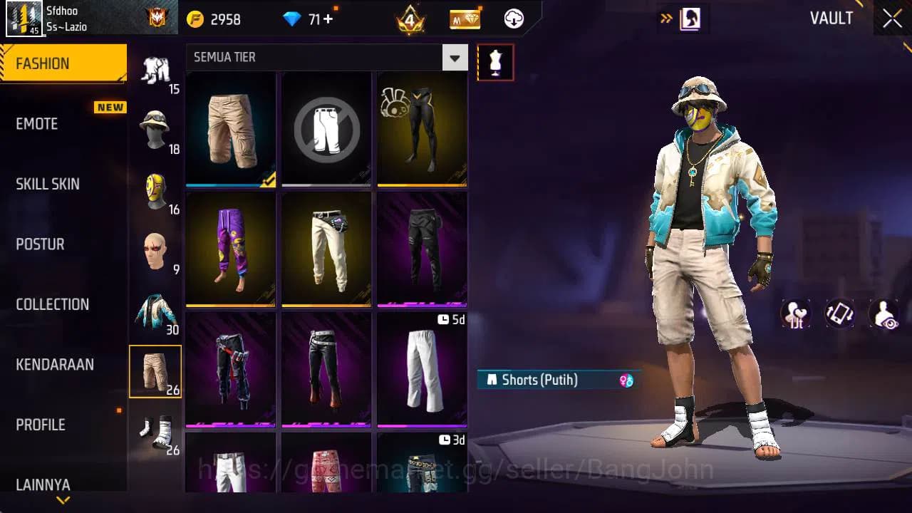 Free Fire Accounts Indonesia, Vault 30| Evo MP 5 Lvl 6, SG lumut, Bun image 7