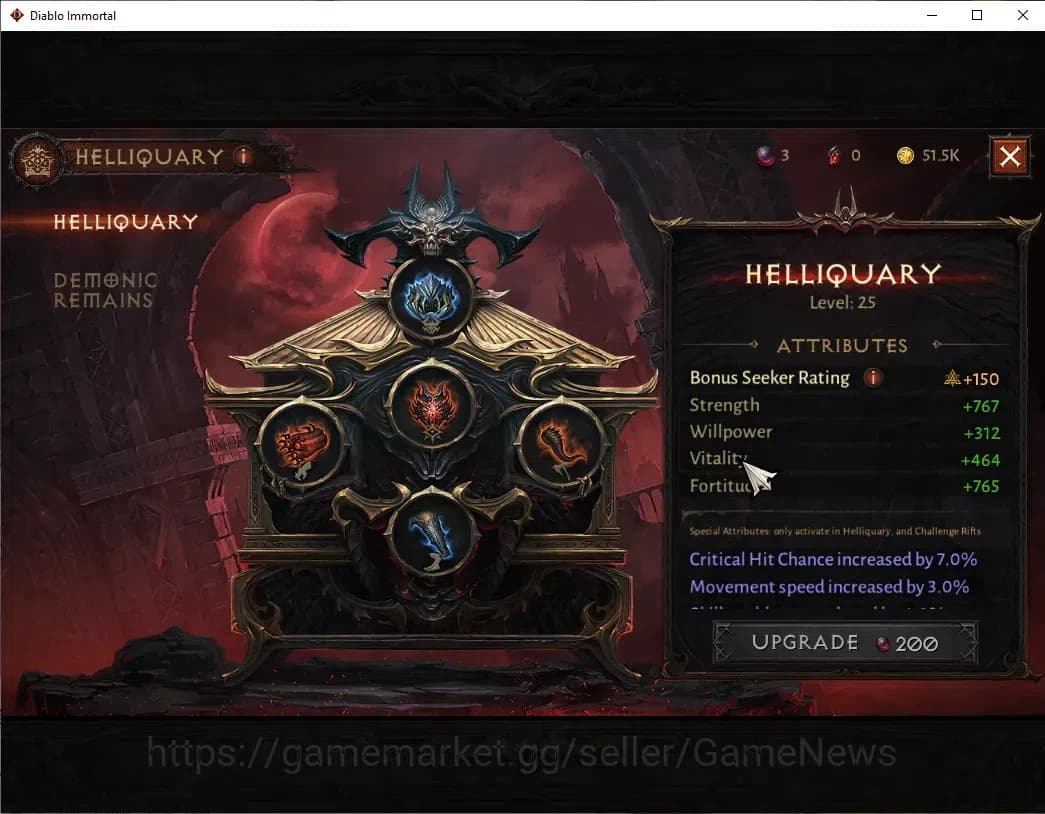 Diablo Immortal Accounts SEA - izual|CS ON|Lv60(921)|Demon Hunter|CR 44k|Re image 13