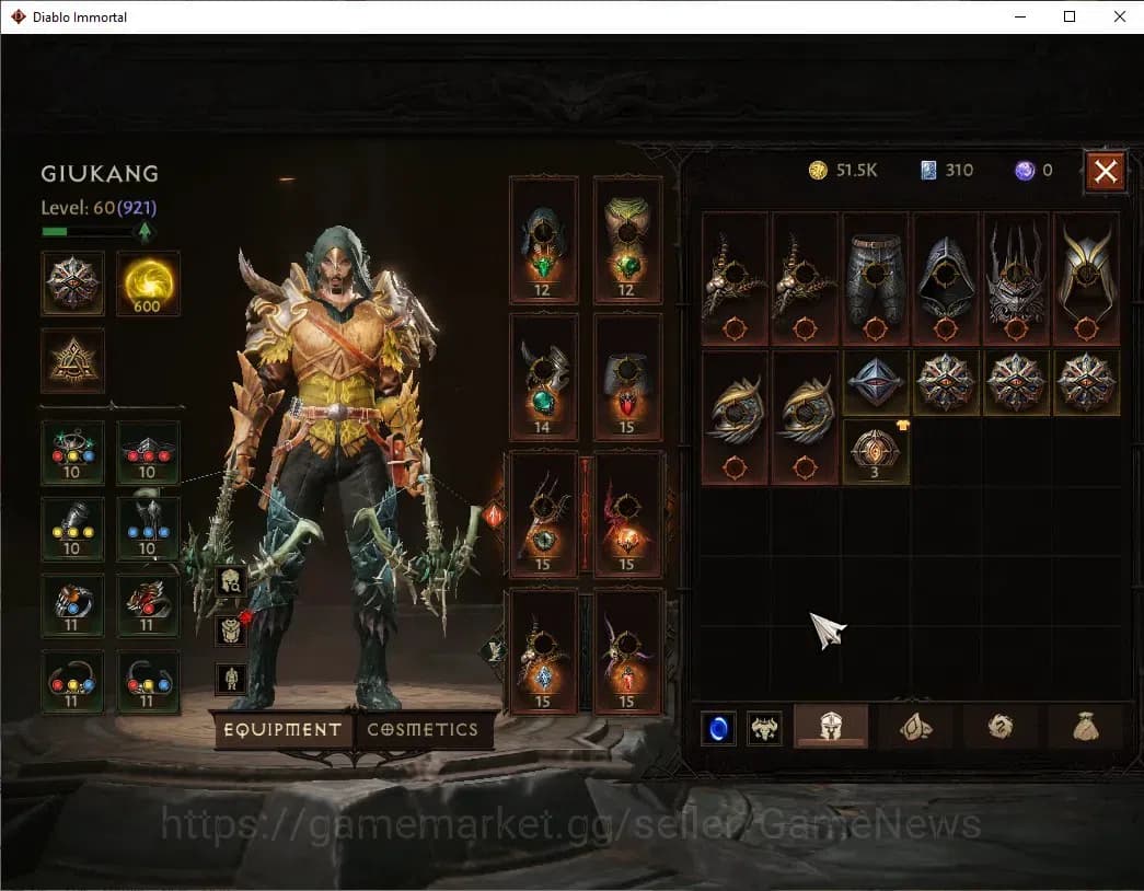 Diablo Immortal Accounts SEA - izual|CS ON|Lv60(921)|Demon Hunter|CR 44k|Re image 6