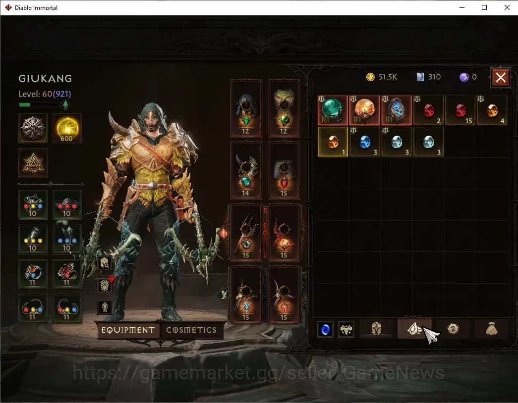 Diablo Immortal Accounts SEA - izual|CS ON|Lv60(921)|Demon Hunter|CR 44k|Re image 7