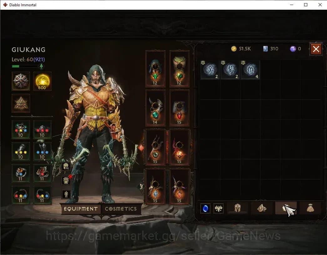 Diablo Immortal Accounts SEA - izual|CS ON|Lv60(921)|Demon Hunter|CR 44k|Re image 8