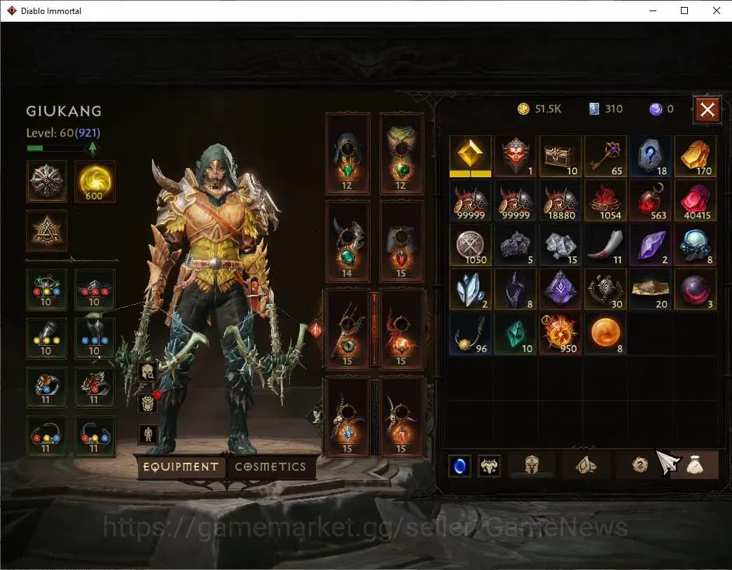 Diablo Immortal Accounts SEA - izual|CS ON|Lv60(921)|Demon Hunter|CR 44k|Re image 9