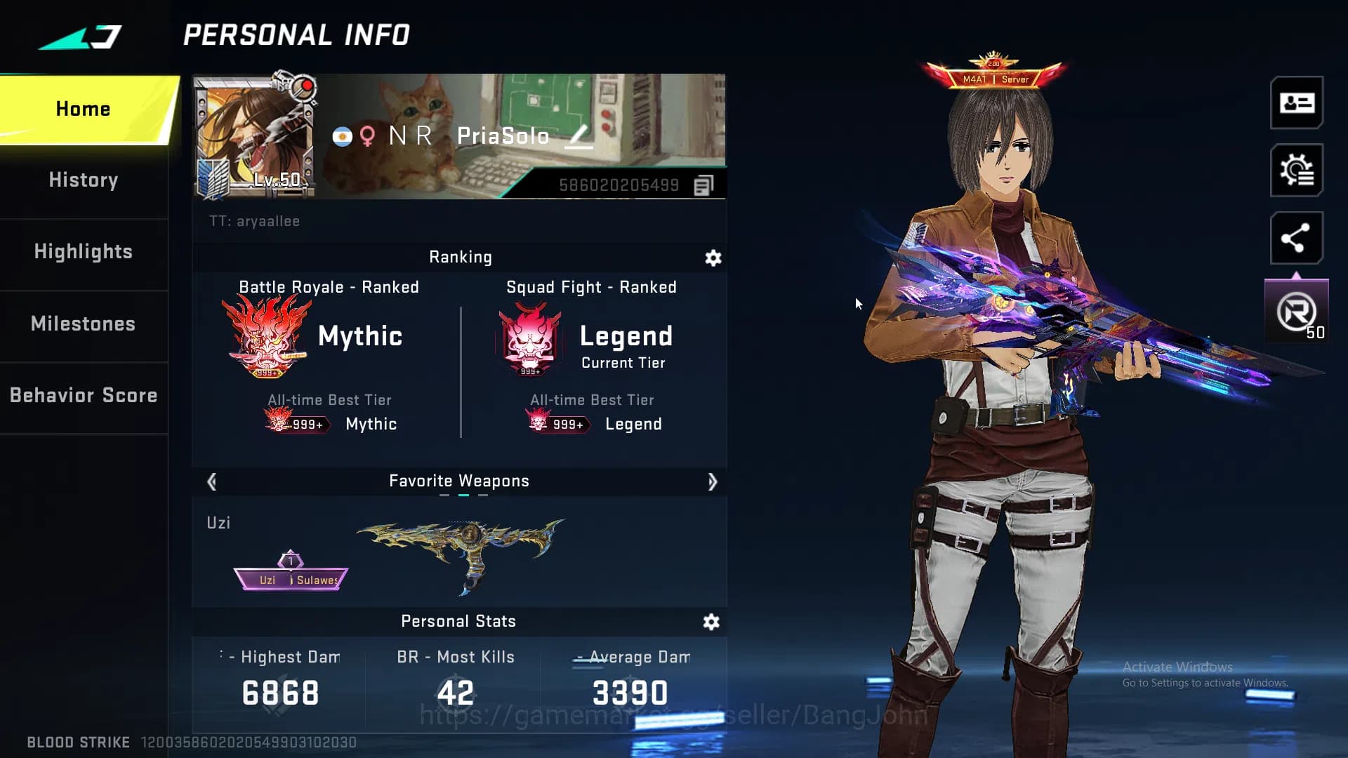 Blood Strike Accounts ASIA |MYTHIC 4 Eternal | Eternal M4 (Inspection) image 1