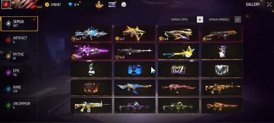 Free Fire Accounts Indonesia|M1887 Sterling Conqueror Lv7|XM8 Destiny image 3