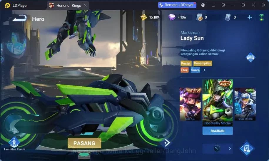 Honor of Kings Accounts Global | 49H 44S | Legend Musashi, Legend Lady Sun image 3