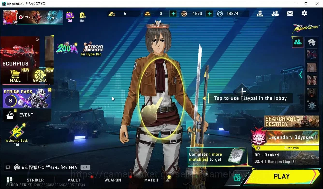 Blood Strike Accounts ASIA|ETERNAL Zero-OdaShadw+Collab AOT[MIKASA,M700, image 1