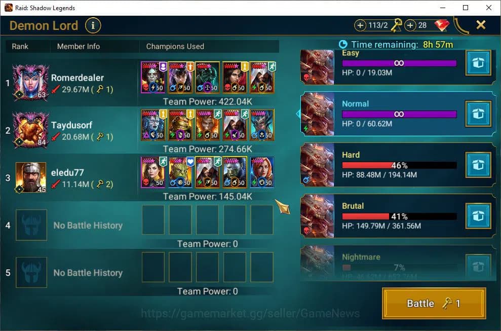 Raid: Shadow Legends Accounts Lv33 611K Power|2 Mythic(Galathir,Androc)|28 Legen image 2