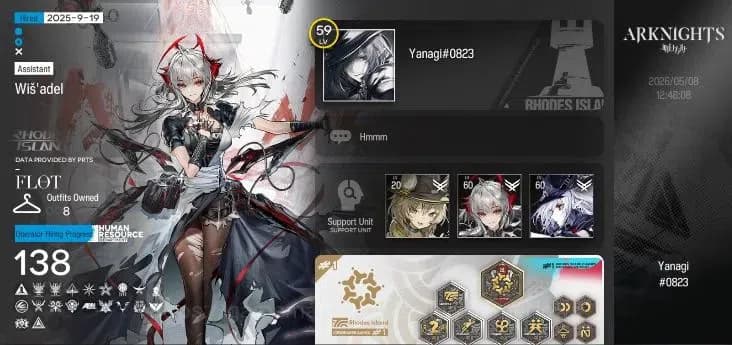Arknights Accounts Lv 59|138 Op+8 Outfits|5 Limited|ETNC,Wis'adel,TTO image 1