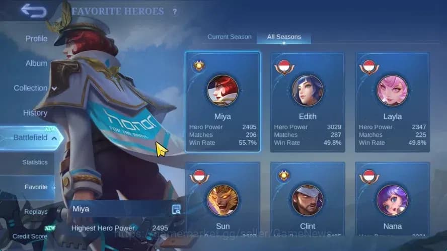 Mobile Legends: Bang Bang Accounts Hero 132|Skin 348|High Immo 111|PRIME[Granger,beat image 5